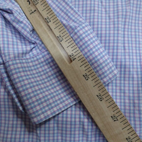 Untuckit Shirt XL Blue Plaid Nylon Spandex Blend Performance Dalton - Picture 9 of 9